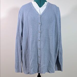NWT Lord & Taylor LT Sport 100% Linen Rib Knit Cardigan in Baby Blue | Size 2X